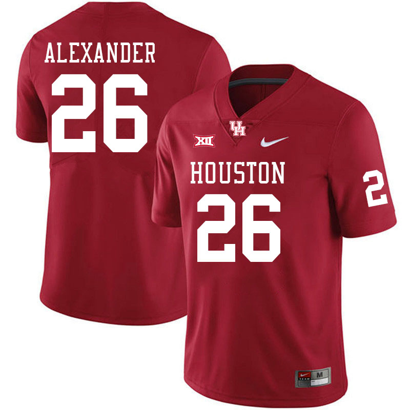 Men #26 Moses Alexander Houston Cougars Big 12 XII College Football Jerseys Stitched-Red - Click Image to Close